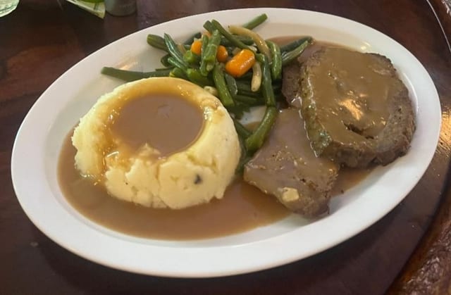 Meatloaf with Mashed Potatoes.